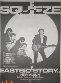 Tradera SQUEEZE - EAST SIDE STORY, TOUR, STOR TIDNINGSANNONS 1981^ Musiktidningar & Litteratur