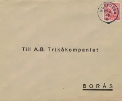Tradera Sörforsa, Ängebo NSt 59b på TVÅ brev 20.9.45 (PRAKT) och 22.10.45^ Sverige