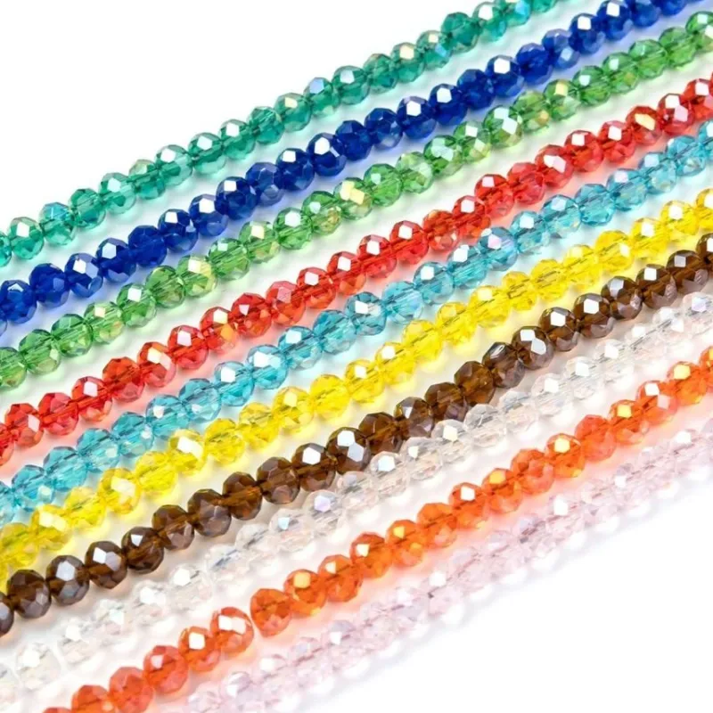 Tradera 100st Fasetterade Glaspärlor 4x3mm AB-Elektropläterade Mixade färger^ Smyckestillverkning