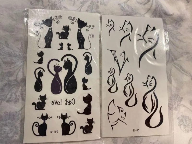 Tradera 2st Katt Tatuering^ Tatuering