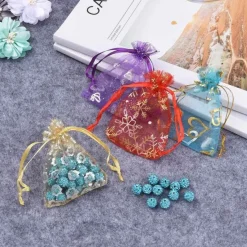 Tradera 10st Mindre Organzapåsar 9x7cm Mixade Färger & Mönster^ Hobbymaterial