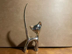 Tradera Smyckestillbehör<Söt retro katt ringhållare i silver metall