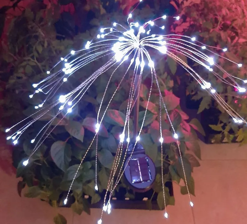 Tradera Trädgårdsdekorationer<6st solar fyrverkeriljus, maskros glittersnöre, för uteplats/semesterdekoration