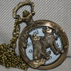 Tradera 2st Vargar/Hundar (Fickur) Brons/Vintage Klocka Halsband (Qu^ Fickur