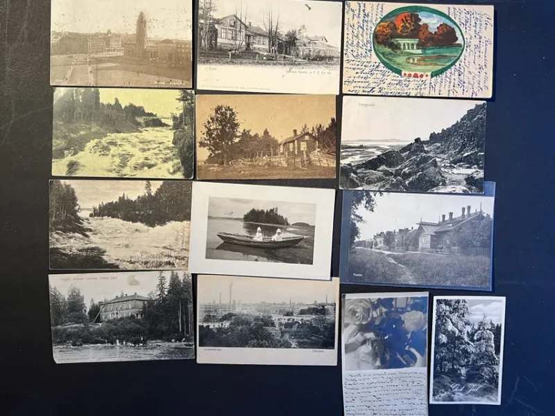 Tradera Nordiska Länder<13st vykort brefkort ca 1920 stämpel & frimärke Finland Suomi + UK