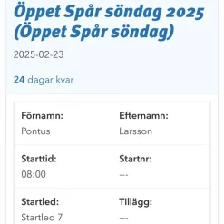 Tradera Startplats Vasaloppet öppet spår söndag> Startplatser