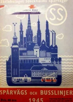 Tradera Tidtabeller<Stockholms spårvägar och buslinjer 1945 - tidtabeller och karta
