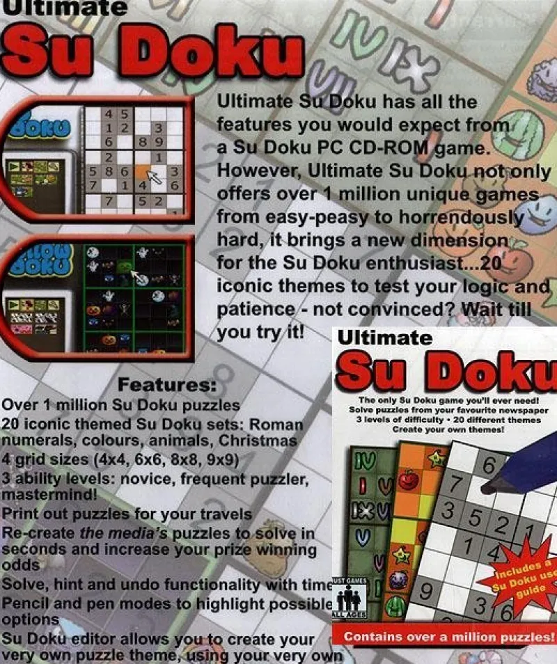 Tradera Su Doku - 1 miljon st / PC spel / NYTT inplastat Korsord & Korsordsrelaterat