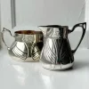 Tradera Sukker- og flødesæt, jugendstil, pletsølv^ Kaffe & Te