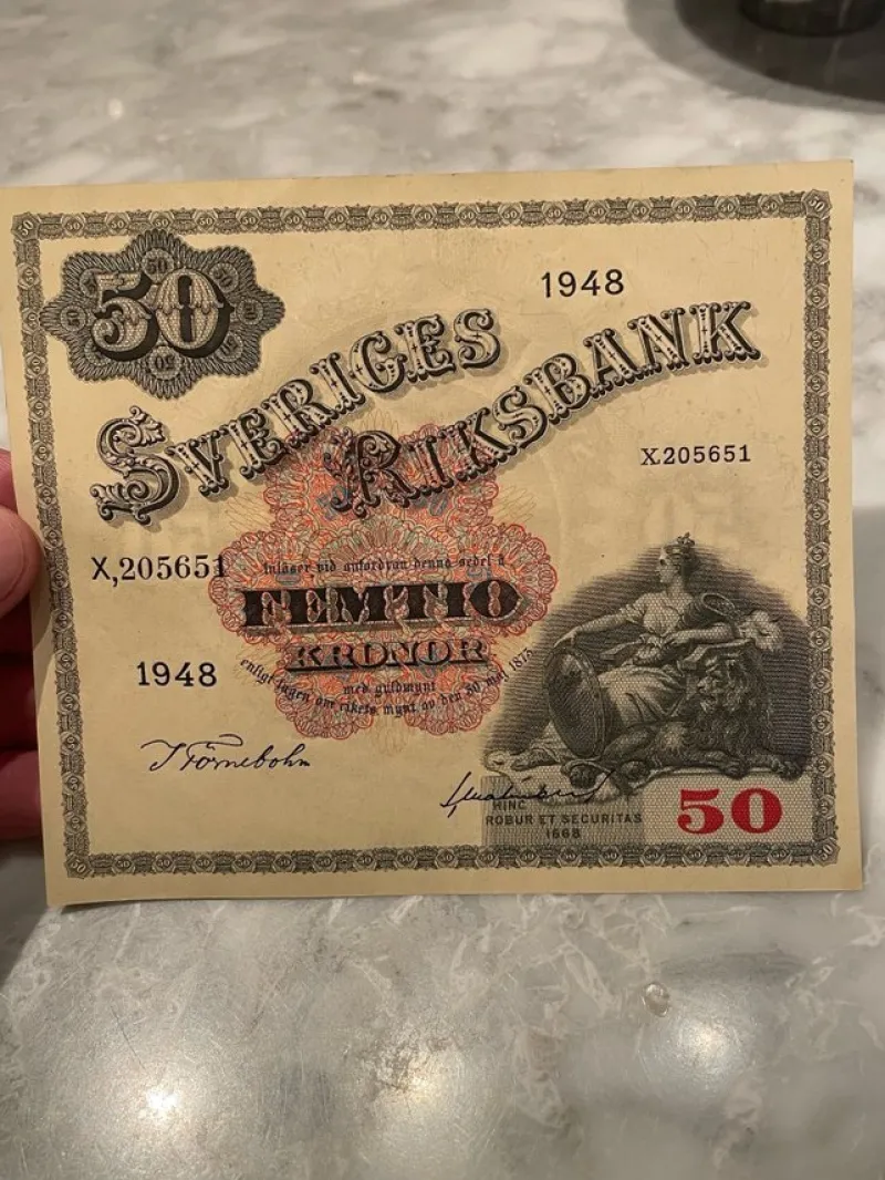 Tradera Svensk 50 Kronors sedel från 1948 LUX**^ Sedlar