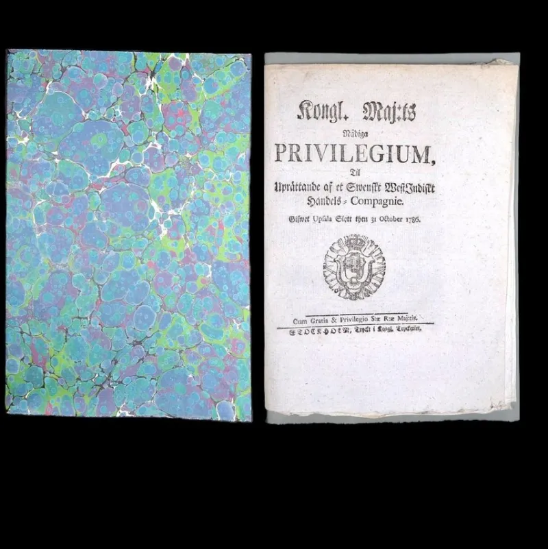 Tradera Svensk slavhandel: PRIVILEGIUM.. WESTINDISKT HANDELS-COMPAGNIE. RAR, 1786> Antik Litteratur