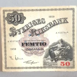 Tradera Svensk stjärnmärkt 50-kronorssedel från 1959^ Sedlar