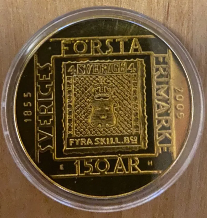 Tradera Svenska frimärken 150 år & 50 kr mynt^ Övrigt Mynt & Sedlar