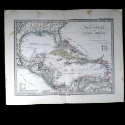 Tradera Svenska kolonien Sankt Barthélemy: VÄSTINDIEN OCH MELLANAMERIKA. Karta, 1855> Antik Litteratur