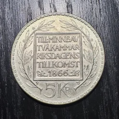 Tradera Svenskt jubileumsmynt från 1966 5 kronor^ Svenska Mynt