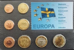 Tradera Sverige 2006 Euro Plomberad Samling 1 Cent - 2 Euro^ Euromynt & Sedlar