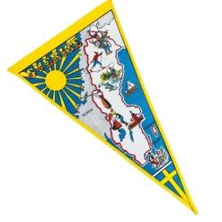 Tradera Sverige Dubbelsidig alla Landskap Vapen Vimpel Antik Vintage Flagga^ Flaggor