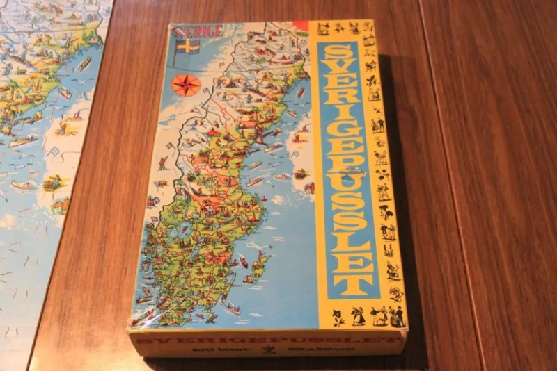 Tradera Sverigepusslet träpussel 100 bitar^ Pussel