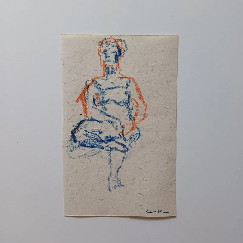 Tradera Teckning krita Signerad^ Övrig Konst