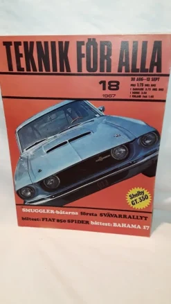 Tradera Teknik för alla nr 18 1967 Ford Mustang Shellby GT 350, Smugglerbåtar Fiat 850 S> Tidskrifter