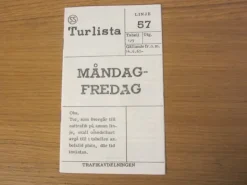 Tradera Tidtabeller<Tidtabell / Turlista 1965 Buss linje 57 Stockholm