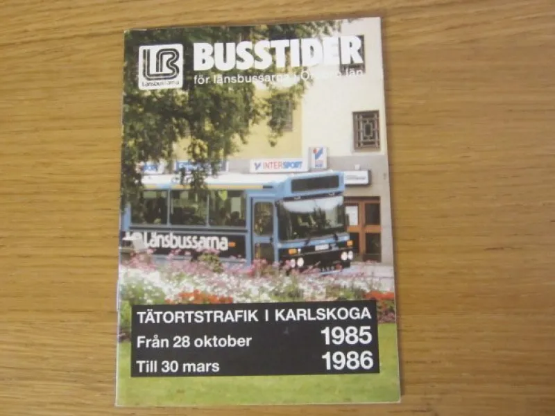 Tradera Tidtabeller<Tidtabell Busstider för tätorts trafik i Karlskoga 1985-1986