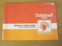 Tradera Tidtabeller<Tidtabell 1992/93-Mellersta trafikområdet Östergötland