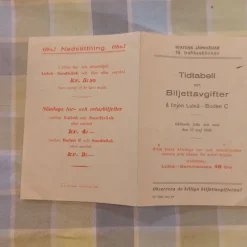 Tradera Järn- & Spårvägsmemorabilia<Tidtabell och Biljettavgifter Statens Järnvägar 1938