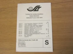 Tradera Tidtabeller<Tidtabell Sörmlands Läns Trafik AB - 1978