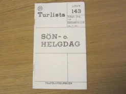 Tradera Tidtabeller<Tidtaberll Buss Linje 143 Turlista 1964 Stockholm