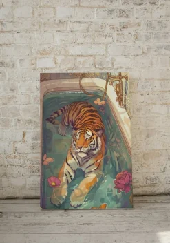Tradera Tiger i badkar - konsttryck Stor häftig poster 70x100cm^ Posters
