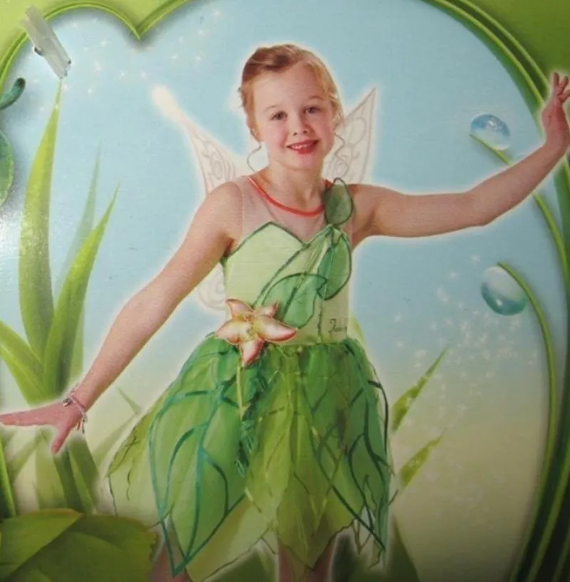 Tradera Tingeling Tinker bell utklädnings klänning Stl 128 maskerad> Maskeradkläder