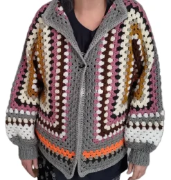 Tradera Tjock Handgjord virkad Hexagon Kofta st XL-2XL^ Kläder