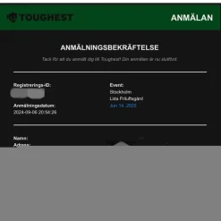 Tradera Toughest hinderbana Stockholm - Anmälan> Startplatser