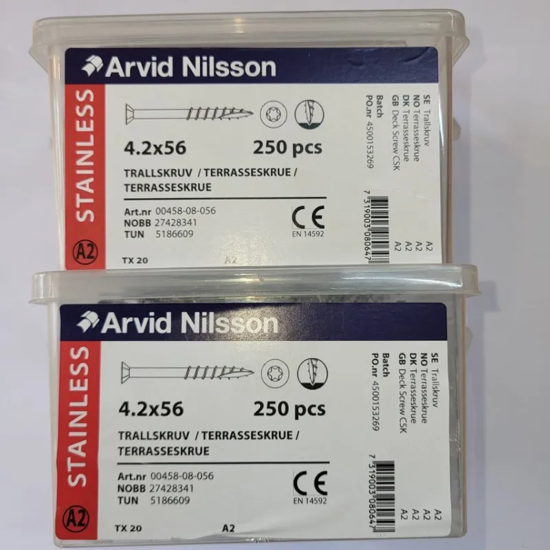 Tradera Trallskruv 4,2x56mm, 2 x 250st, rostfri A2, Arvid Nilsson, nya> Skruv, Plugg & Spik