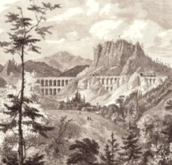 Tradera Träsnitt ”Semmeringsbanan i Österrike” ur tidskrift från 1883> Järnväg & Spårväg