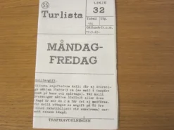 Tradera Tidtabeller<Turlista / Tidtabell 1965 - linje 32 buss Stockholm