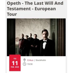 Tradera Två biljetter till Opeth på Cirkus i Stockholm> Konserter