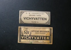 Tradera Två Etiketter Vichyvatten från Götene Bryggeri & C.W Cederqvist Småland^ Breweriana