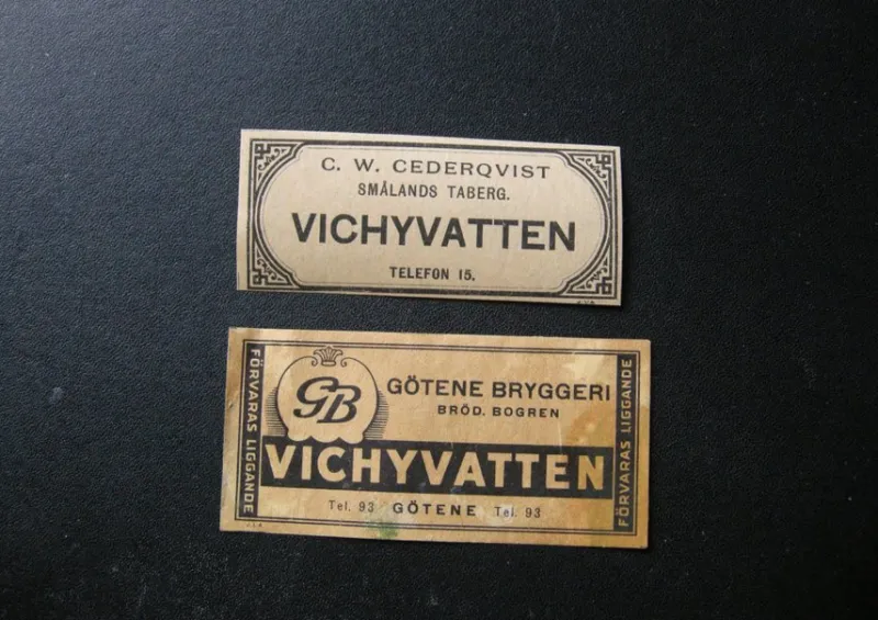 Tradera Två Etiketter Vichyvatten från Götene Bryggeri & C.W Cederqvist Småland^ Breweriana