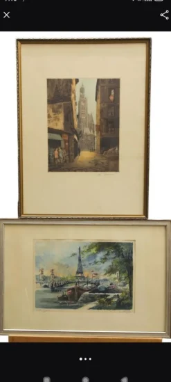 Tradera Två färglitografier med motiv från Paris^ Grafik & Teckningar
