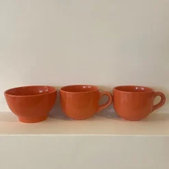 Tradera Två koppar+skål snygg färg • Frukostskål • Retro • Deco • Funkis • Tekoppar^ Hushållsartiklar