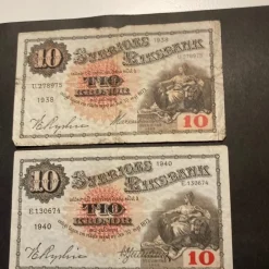 Tradera Två svenska sedlar från 1938 och 1940^ Svenska Mynt
