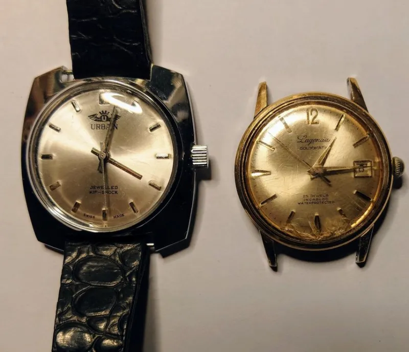Tradera Två vintage armbandsur - Urbain & Lagonda goldmatic!^ Armbandsur