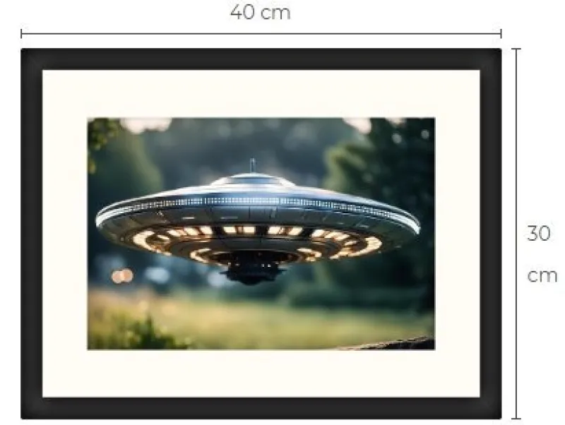 Tradera UFO Science Fiction konsttavla storlek med ram cirka 30 cm x 40 cm^ Fotokonst