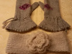 Tradera ull vantar stickade vantar M och pannband retro vintage> Handskar & Vantar