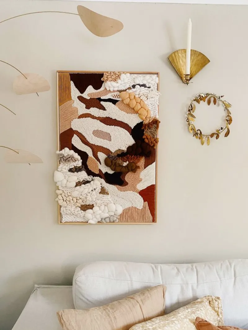 Tradera Unik väggbonad i jordnära toner | Textile art, mixed techniques, modern, boho> Textilier