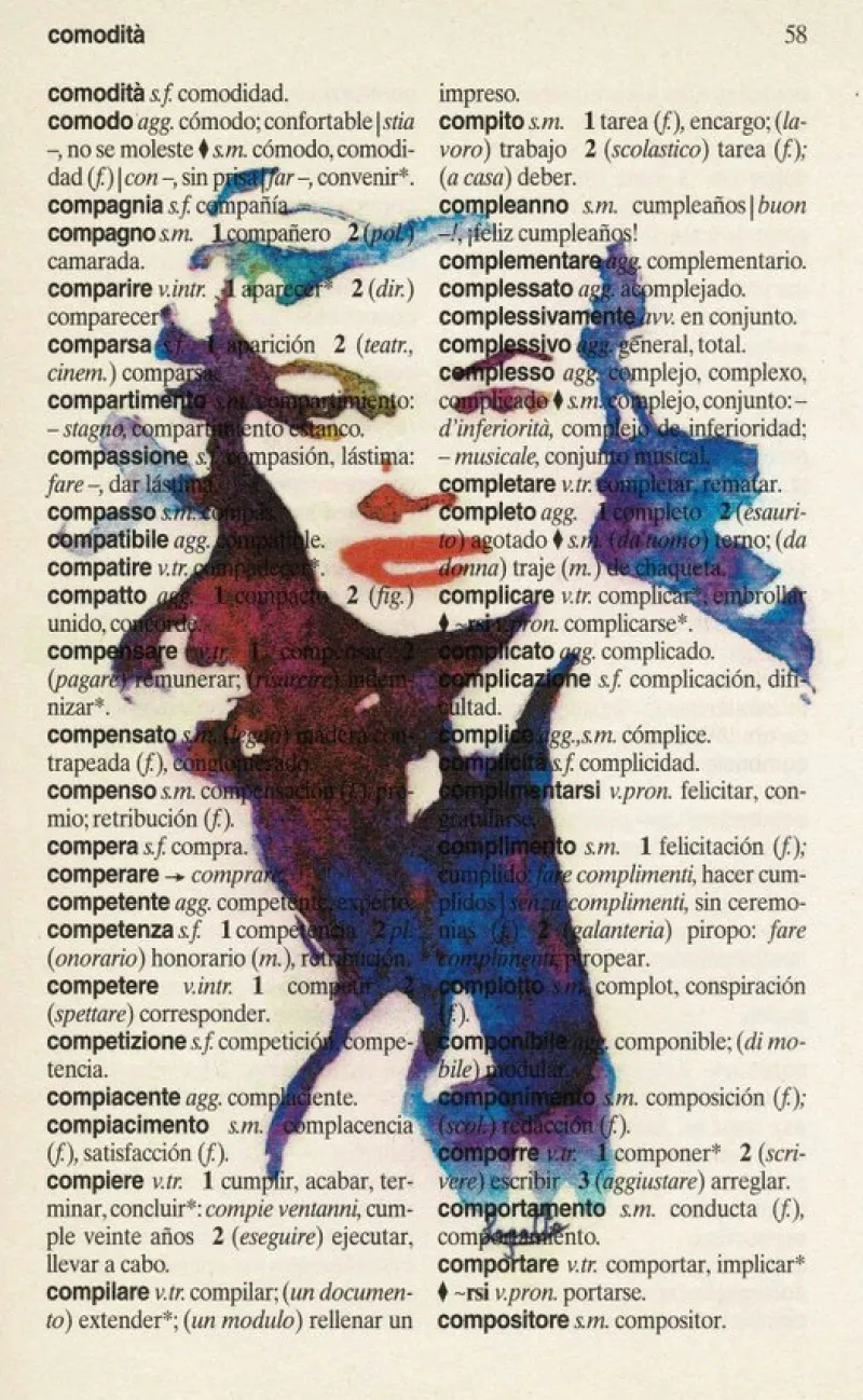 Tradera Utskrift på sida från italienskt-spanish lexsikon^ Posters