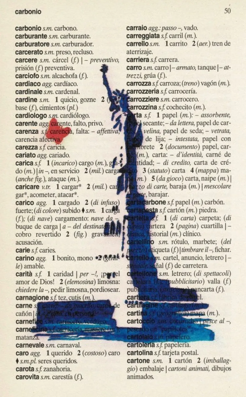 Tradera Utskrift på sida från italienskt-spanish lexsikon^ Posters