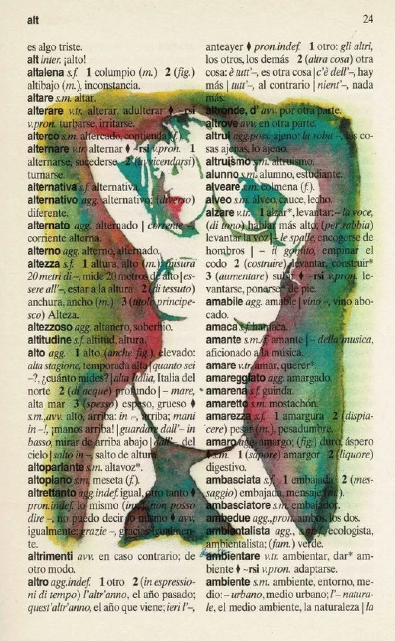 Tradera Utskrift på sida från italienskt-spanish lexsikon^ Posters